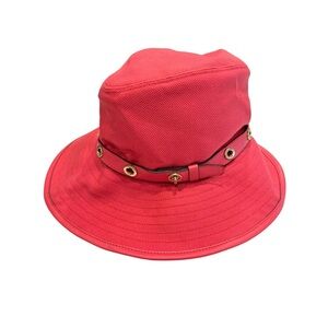 Coach VTG Canvas & Leather Bucket Hat Watermelon Signature Turnlock Sz S-XS NWT
